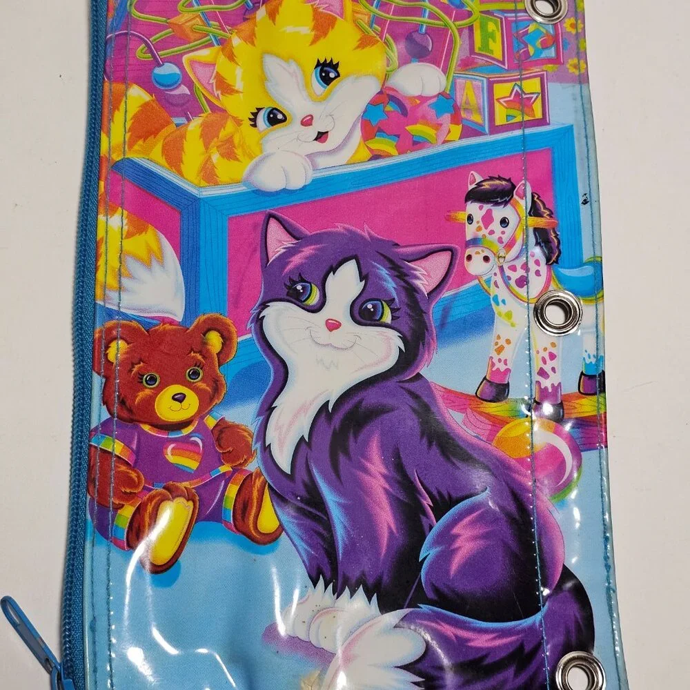 Lisa Frank 90s Playtime Kittens Cat Pencil Pals Case Bag Vintage 3 Ring Pouch